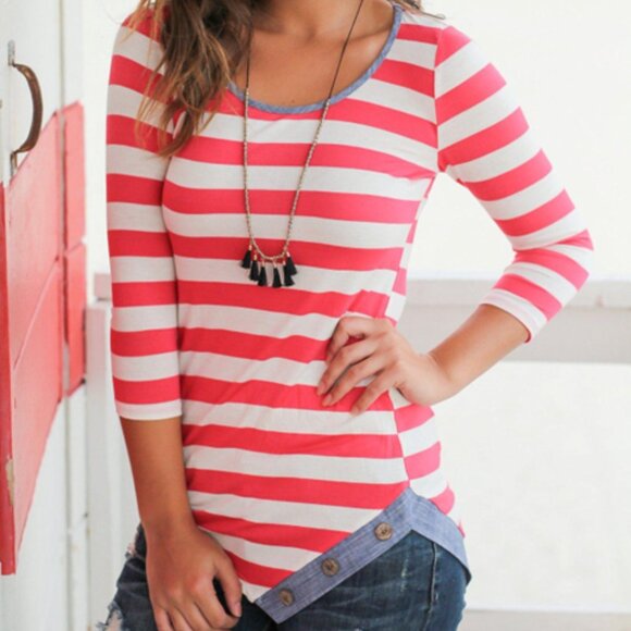 Red and White Striped Top - Picture 3 of 6